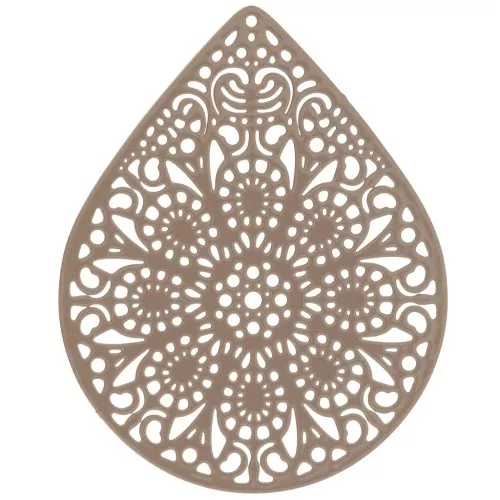Pendente dipinto laser cut goccia 49x39 mm - Marrone chiaro x1