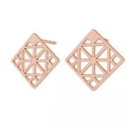 Orecchini quadrati motivo geometrico 13 mm Argento 925 oro rosa x 2