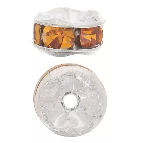Rondelle Strass mm. 5 argentato/Topaz x4