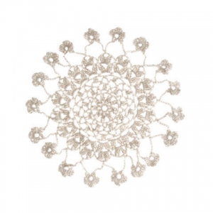 Centrino uncinetto merlettato fiore 20 cm Ecrù x1