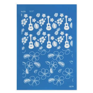 Silk Screen Moiko per pasta polimerica 74x105 mm - Fiori tropicali e Ukulele 9.07