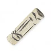 Perla tubolare etnica in corno 8 x 24 mm, colore naturale, confezione da 5