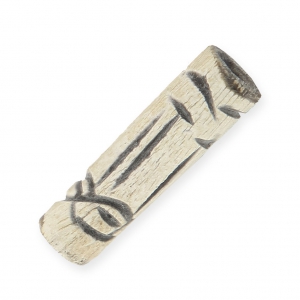 Perla tubolare etnica in corno 8 x 24 mm, colore naturale, confezione da 5
