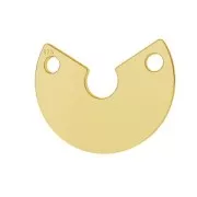 Pendente semi cerchio 2 trous 15 mm Argento 925 Dorato con oro fino x1