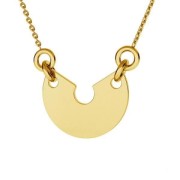 Pendente semi cerchio 2 trous 15 mm Argento 925 Dorato con oro fino x1