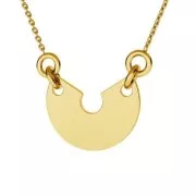 Pendente semi cerchio 2 trous 15 mm Argento 925 Dorato con oro fino x1