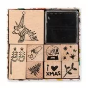 Set de 8 stampi in legno con inchiostratore - Magical Christmas