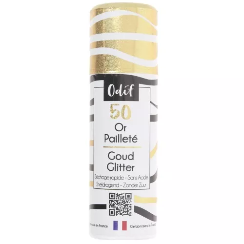 Vernice protettiva spray Odif n. 50 con finitura a brillantini dorata x125 ml