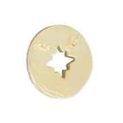 Ciondolo rosa dei venti 11.5 mm - 2 anellini sul retro - oro rosa HQ x1