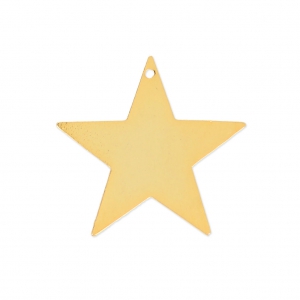 Stella in ottone liscia 20 mm dorato con oro fino x1