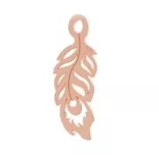 Ciondolo piuma di pavone 20 mm Argento 925 oro rosa x1
