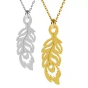 Ciondolo piuma di pavone 20 mm Argento 925 oro rosa x1