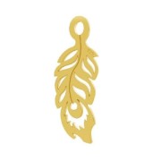 Ciondolo piume di pavone 20 mm Argento 925 Dorato con oro fino x1