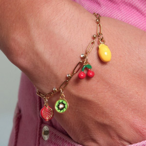 bracelet charms avec breloques fruits 3D