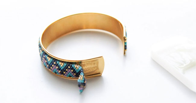 Bracelet Jonc en tissage de perles Miyuki technique Peyote Pair