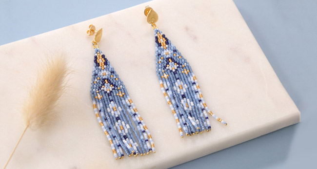 Boucles d'oreilles en double brick stitch