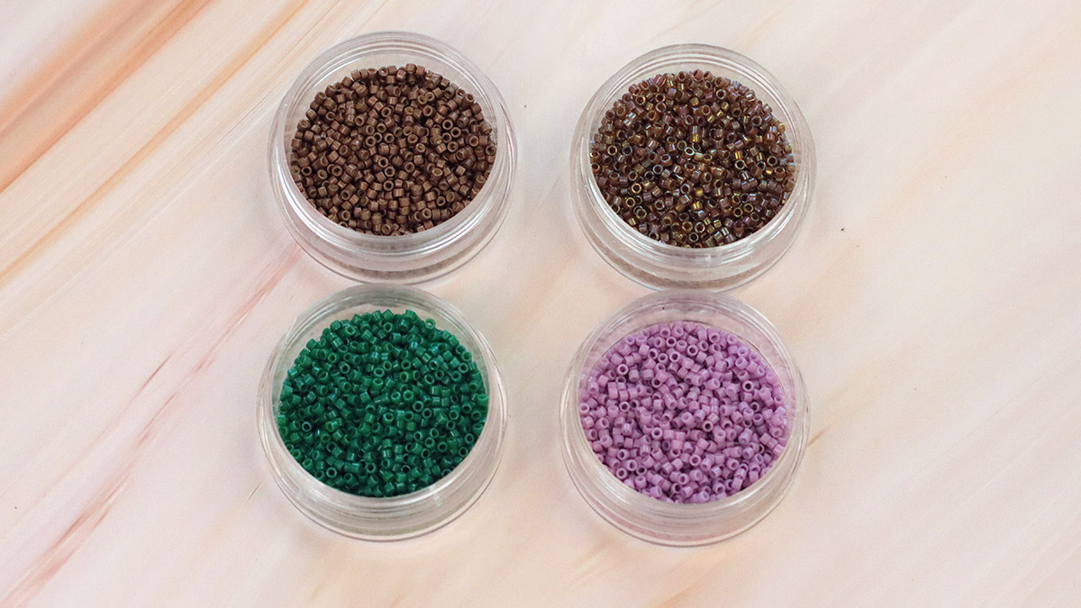 perles miyuki marron vert violet