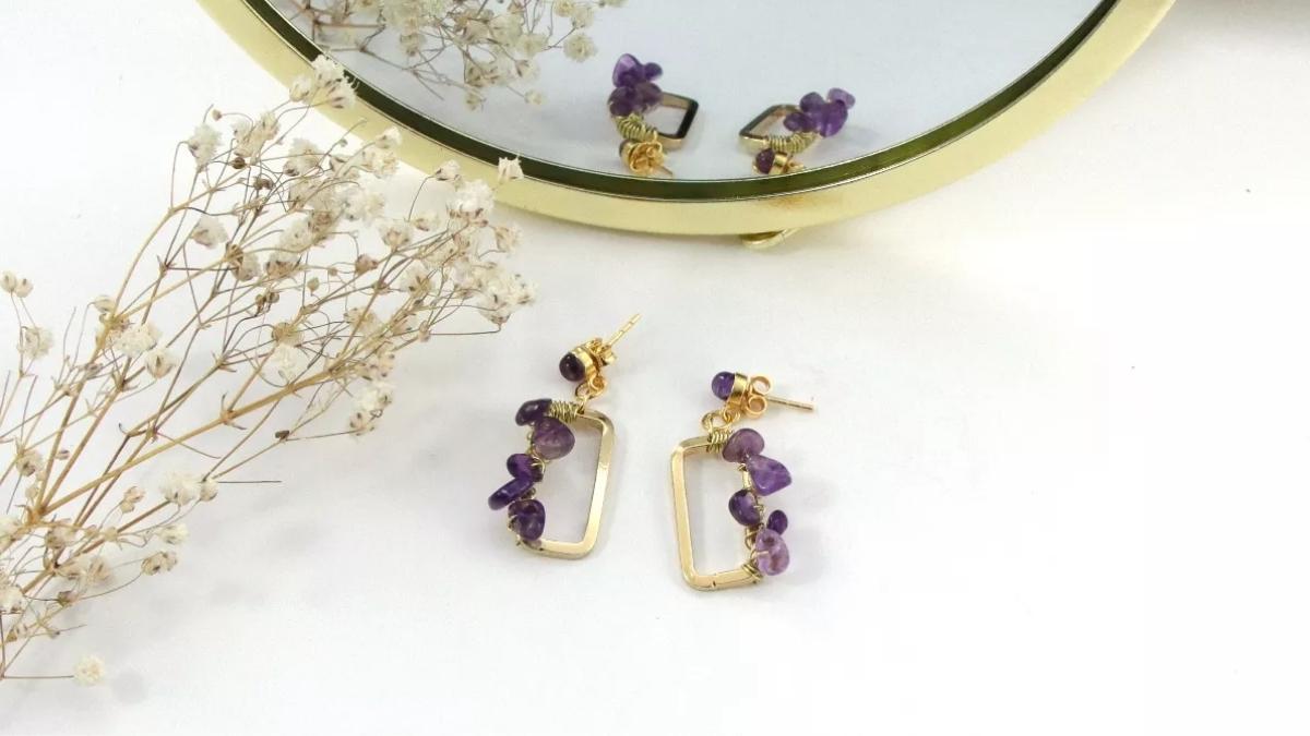 boucles d'oreilles en améthyste