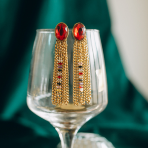 boucles d'oreilles cabochon swarovski rouge