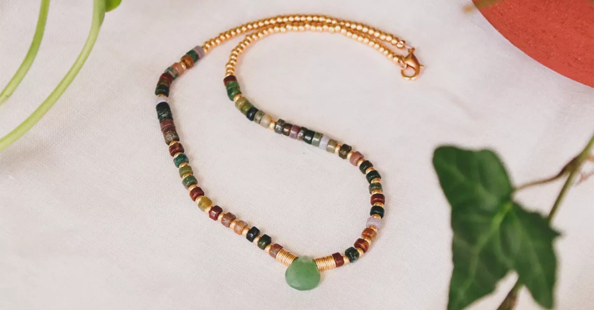 collier Heishi agate