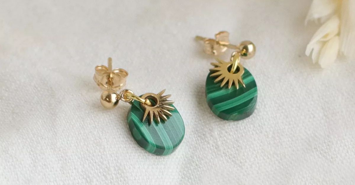 boucles d'oreilles malachite