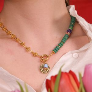 collier fil cable et perles heishi