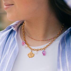 collier charms DIY acier inoxydable doré