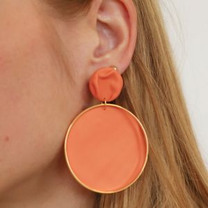 Boucles d'oreilles XL en p&acirc;te polym&egrave;re FIMO effet pliss&eacute;