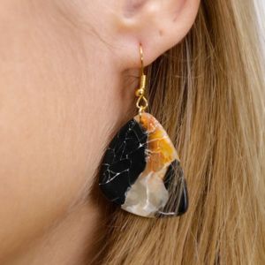 DIY Boucles d'oreilles effet marbre en p&acirc;te polym&egrave;re