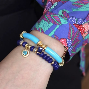 duo de bracelets élastiques bleus