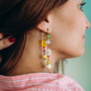 Boucles d'oreilles asym&eacute;triques rocailles Miyuki 11/0