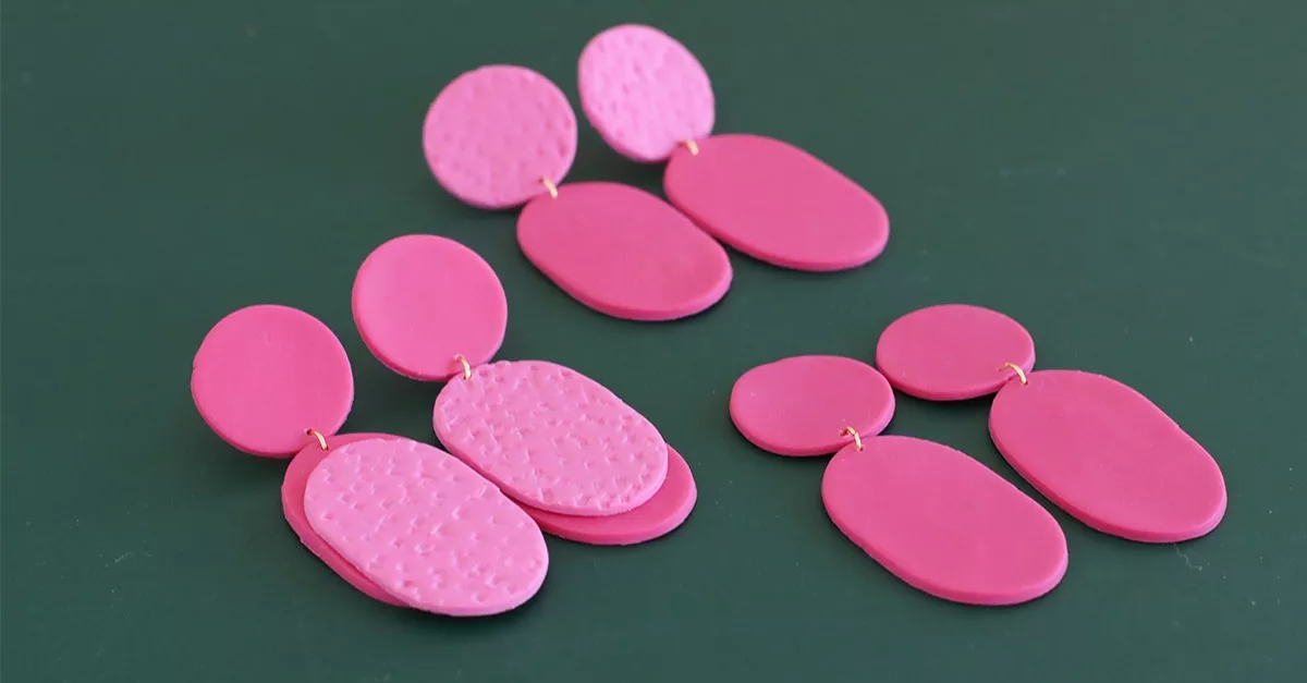 Boucles d'oreilles Fimo rose