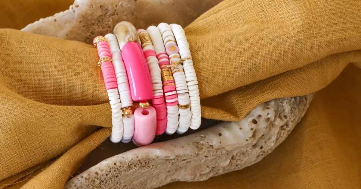 Bracelets &eacute;lastiques rose