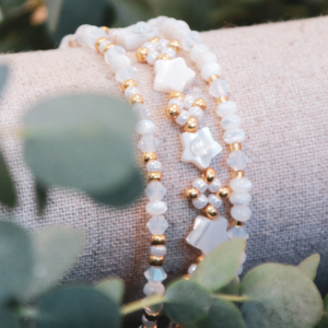 Bracelet multirangs perles en nacre et cristaux Pure Crystal