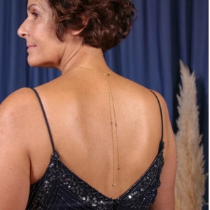 Collier sautoir cristal et chaîne