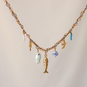 collier charms en acier inoxydable thème marin