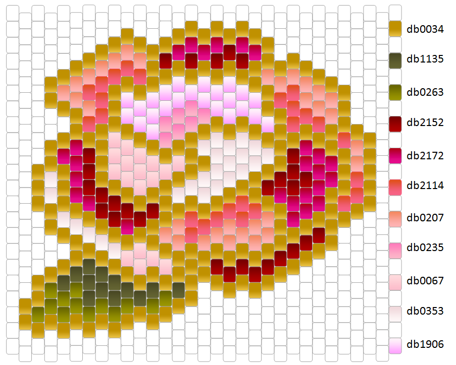 Schema Miyuki Delicas di perline tessute a mano in peonia