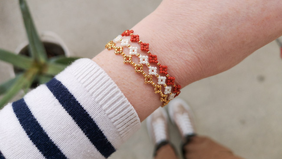 Schema Mini bracciali Miyuki fai-da-te con diamante o margherita