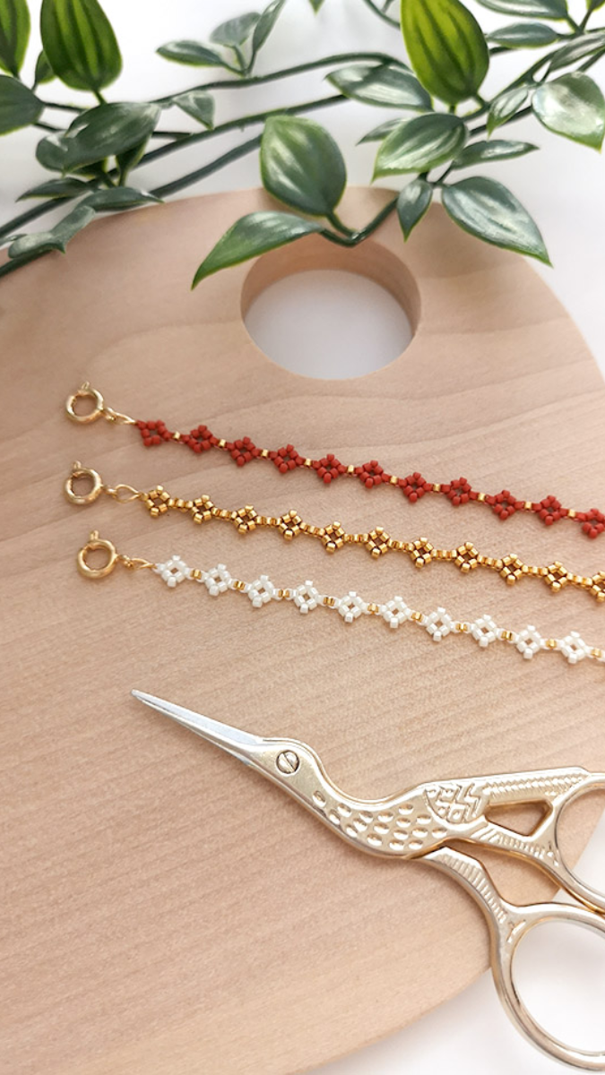 Schema Mini bracciali Miyuki fai-da-te con diamante o margherita