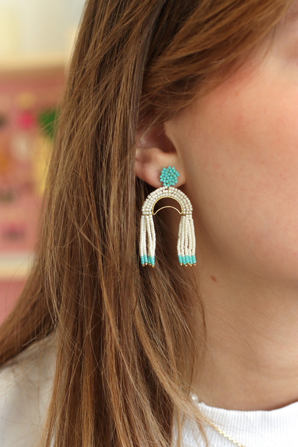 Schema Orecchini pendenti Miyuki che tessono l'arco di un cerchio