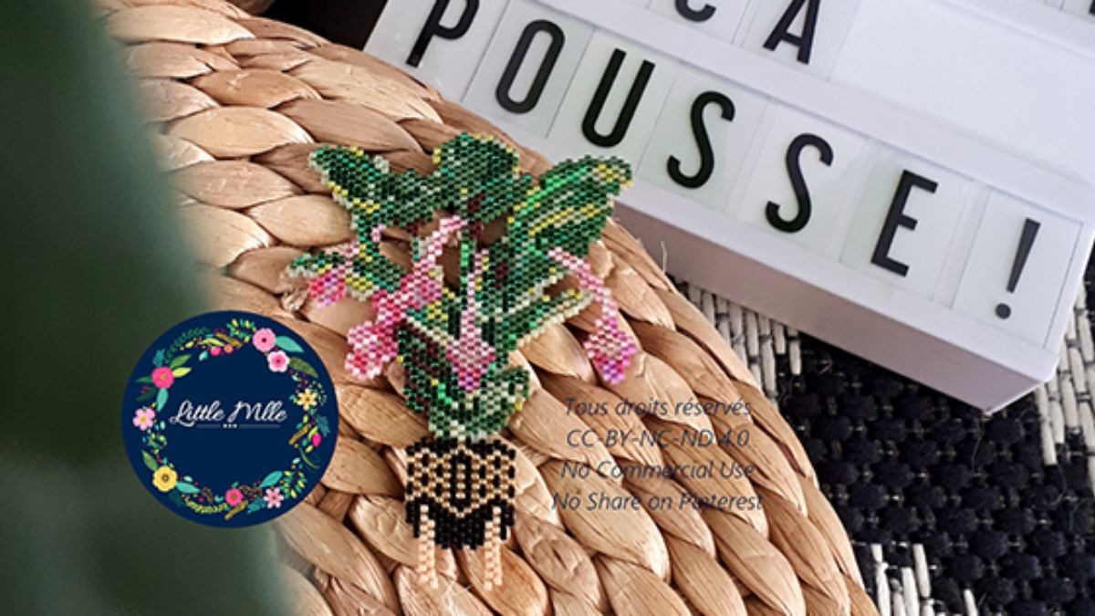 Schema Griglia di tessitura Punto Mattone pianta verde Medinillia Magnifica Miyuki Delicas 11/0 Schema Griglia di tessitura Punto Mattone pianta verde Medinillia Magnifica Miyuki Delicas 11/0