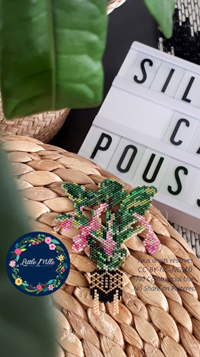 Schema Griglia di tessitura Punto Mattone pianta verde Medinillia Magnifica Miyuki Delicas 11/0 Schema Griglia di tessitura Punto Mattone pianta verde Medinillia Magnifica Miyuki Delicas 11/0