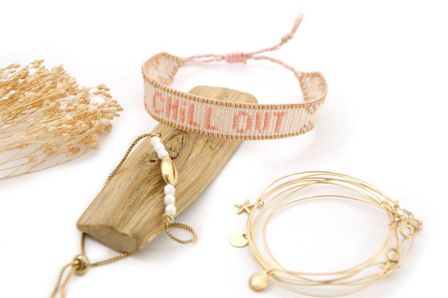 Schema Braccialetto di perle Miyuki con messaggio Chill out