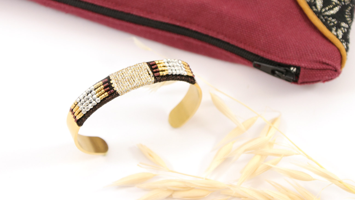 Bracciale chic Miyuki perline e fili d'oro in acciaio inossidabile lucido