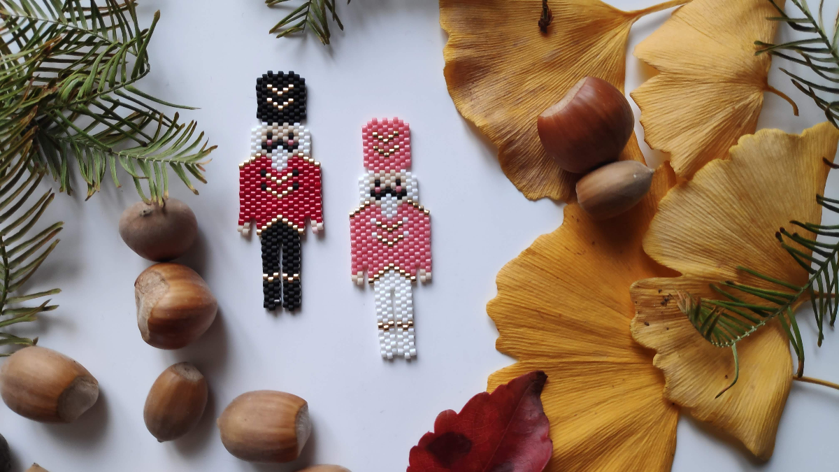 Tessitura fai da te Schema di Natale a punto mattoni Perline Schiaccianoci Miyuki Delicas