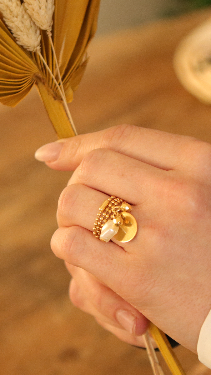 Schema Anello a catena e ciondoli in acciaio inossidabile placcato in oro