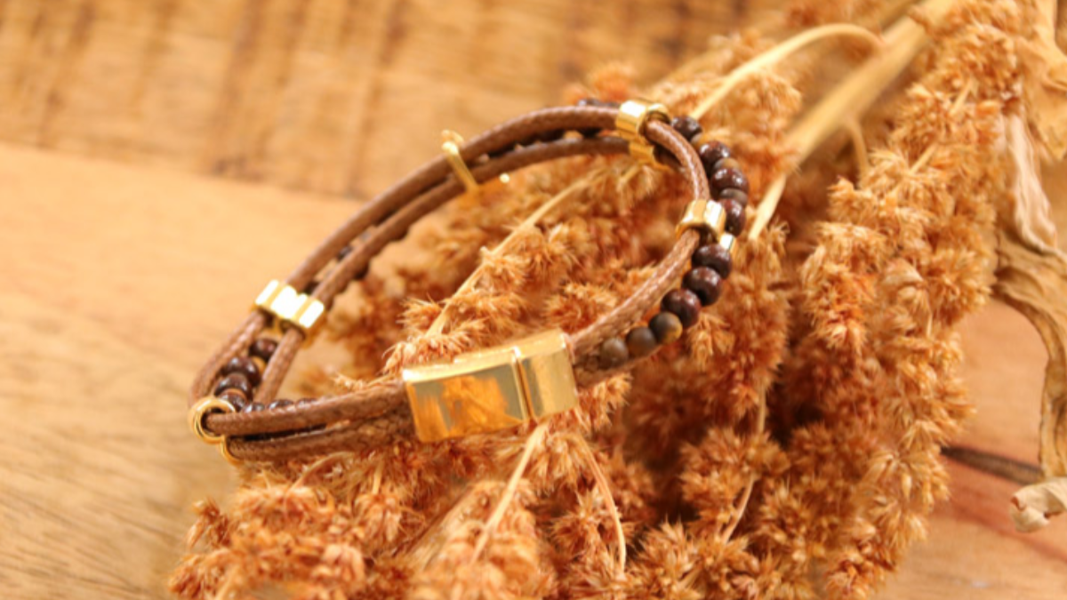 Bracciale uomo multirance perline di legno e Buddha : Tappa 4