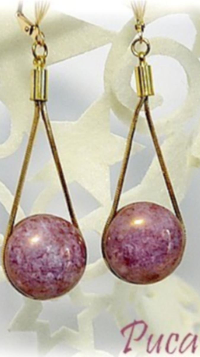 Schema Orecchini pendenti Lya con cabochon di Puca Schema Orecchini pendenti Lya con cabochon di Puca