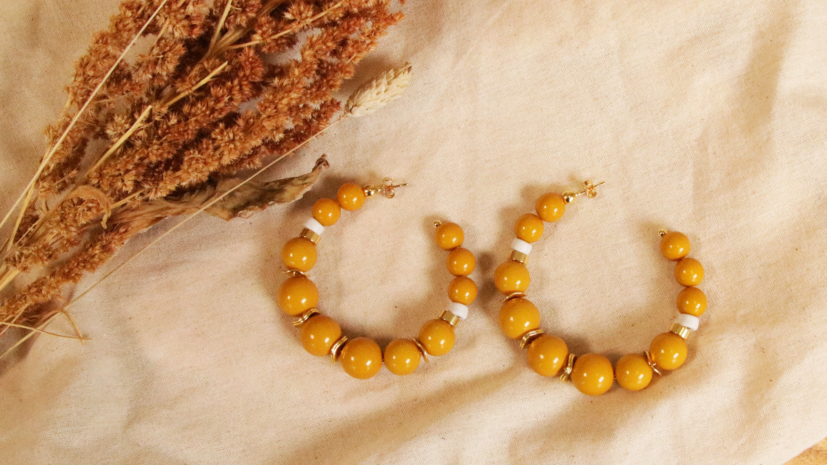 Schema Orecchini creolo grande dimensione con perline di resina