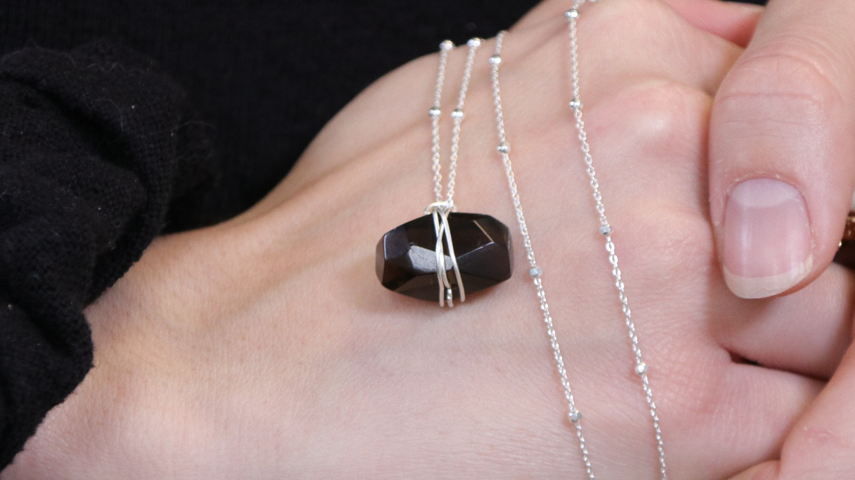 Collana a catena in argento sterling 925 con pendente in pietra preziosa Collana a catena in argento sterling 925 con pendente in pietra preziosa